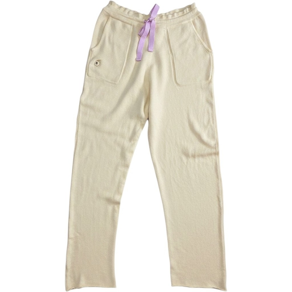 LNWOT Sheep Inc Merino Wool Knit Lounge Pants Cream Yellow Size 2 M Rare